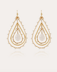 GAS BIJOUX - Boucles d'oreilles ORPHEE grand modèle dorées à l'or fin - Nacre blanche