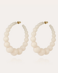 GAS BIJOUX - Boucles d'oreilles créoles ANDY acétate grand modèle dorées à l'or fin - Blanc