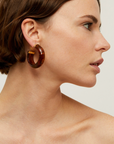 GAS BIJOUX - Boucles d'Oreilles Créoles Abalone acétate dorées - Marron