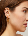 GAS BIJOUX - Boucles d'oreilles Lyre grand modèle dorées - Labradorite & Nacre blanche
