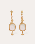 GAS BIJOUX - Boucles d'oreilles Serti Pondichérie grand modèle dorées - Nacre blanche