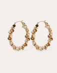 GAS BIJOUX - Boucles d'oreilles EURYDICE moyen modèle dorées à l'or fin- Blanc oeil de tigre