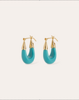 GAS BIJOUX - Boucles d'oreilles ECUME petit modèle acétate dorées à l'or fin - Turquoise