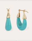 GAS BIJOUX - Boucles d'oreilles ECUME petit modèle acétate dorées à l'or fin - Turquoise