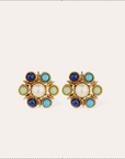 GAS BIJOUX - Boucles d'oreilles AUGUSTA dorées à l'or fin - Lapis, Turquoise et Amazonite