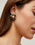 GAS BIJOUX - Boucles d'oreilles AUGUSTA dorées à l'or fin - Lapis, Turquoise et Amazonite