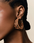 GAS BIJOUX - Boucles d'oreilles BAKOLY dorées à l'or fin - Osier