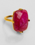 UNE A UNE - Bague RECTANGLE Rubis