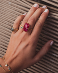 UNE A UNE - Bague RECTANGLE Rubis