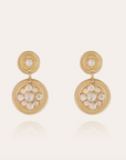 GAS BIJOUX - Boucles d'oreilles SEQUINS dorées à l'or fin - Cristaux blancs