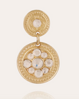 GAS BIJOUX - Boucles d'oreilles SEQUINS dorées à l'or fin - Cristaux blancs