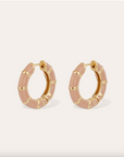 GAS BIJOUX - Boucles d'oreilles créoles BAMBOU mini dorées à l'or fin émail vieux rose