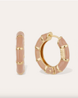 GAS BIJOUX - Boucles d'oreilles créoles BAMBOU mini dorées à l'or fin émail vieux rose