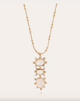 GAS BIJOUX - Collier 3 rangs TIKI doré à l'or fin - Nacre blanche