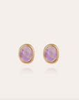 GAS BIJOUX - Boucles d'oreilles puces OVO dorées à l'or fin - Améthyste