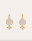 GAS BIJOUX - Boucles d'oreilles serti dorées à l'or fin - Quartz rose
