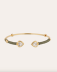 GAS BIJOUX - Bracelet jonc DUALITY AMORE doré à l'or fin - Vert sauge