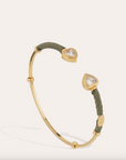 GAS BIJOUX - Bracelet jonc DUALITY AMORE doré à l'or fin - Vert sauge