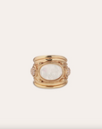 GAS BIJOUX - Bague SIMONE dorée à l'or fin - Strass et nacre blanche - TAILLE M
