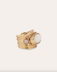 GAS BIJOUX - Bague SIMONE dorée à l'or fin - Strass et nacre blanche - TAILLE M
