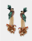 OLIVIA DAR - Boucles d'oreilles oiseaux kaki en perles
