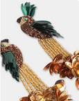 OLIVIA DAR - Boucles d'oreilles oiseaux kaki en perles