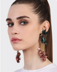 OLIVIA DAR - Boucles d'oreilles oiseaux kaki en perles
