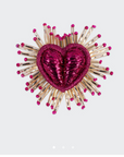 OLIVIA DAR - Broche Sparkle HEART - FUSCHIA