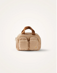 VANESSA WU - Mini sac bowling LORRAINE beige en fausse fourrure