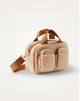 VANESSA WU - Mini sac bowling LORRAINE beige en fausse fourrure