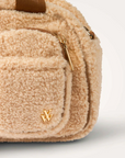 VANESSA WU - Mini sac bowling LORRAINE beige en fausse fourrure
