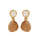 GAS BIJOUX - Boucles d'oreilles SILIA dorées - Bois et nacre blanche dorées à l'or fin
