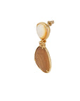 GAS BIJOUX - Boucles d'oreilles SILIA dorées - Bois et nacre blanche dorées à l'or fin