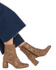 VANESSA WU - Bottines pailletés LONDRES bronze a talon