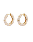GAS BIJOUX - Boucles d'oreilles BAMBOU mini émail blanc nacré dorées à l'or fin