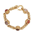 GAS BIJOUX - Bracelet AMARANTE  multi doré, Cornaline et Rhonodite doré à l'or fin
