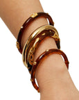 GAS BIJOUX - BRACELET COBRA jonc acétate MARRON - Doré à l'or fin