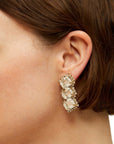 GAS BIJOUX - BOUCLES D'OREILLES LEONORE dorées à l'or fin - CRISTAUX BLANCS - CLIPS