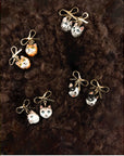 NACH - BOUCLES D'OREILLES PENDANTES CHAT BENGAL ET NOEUD