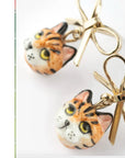 NACH - BOUCLES D'OREILLES PENDANTES CHAT BENGAL ET NOEUD