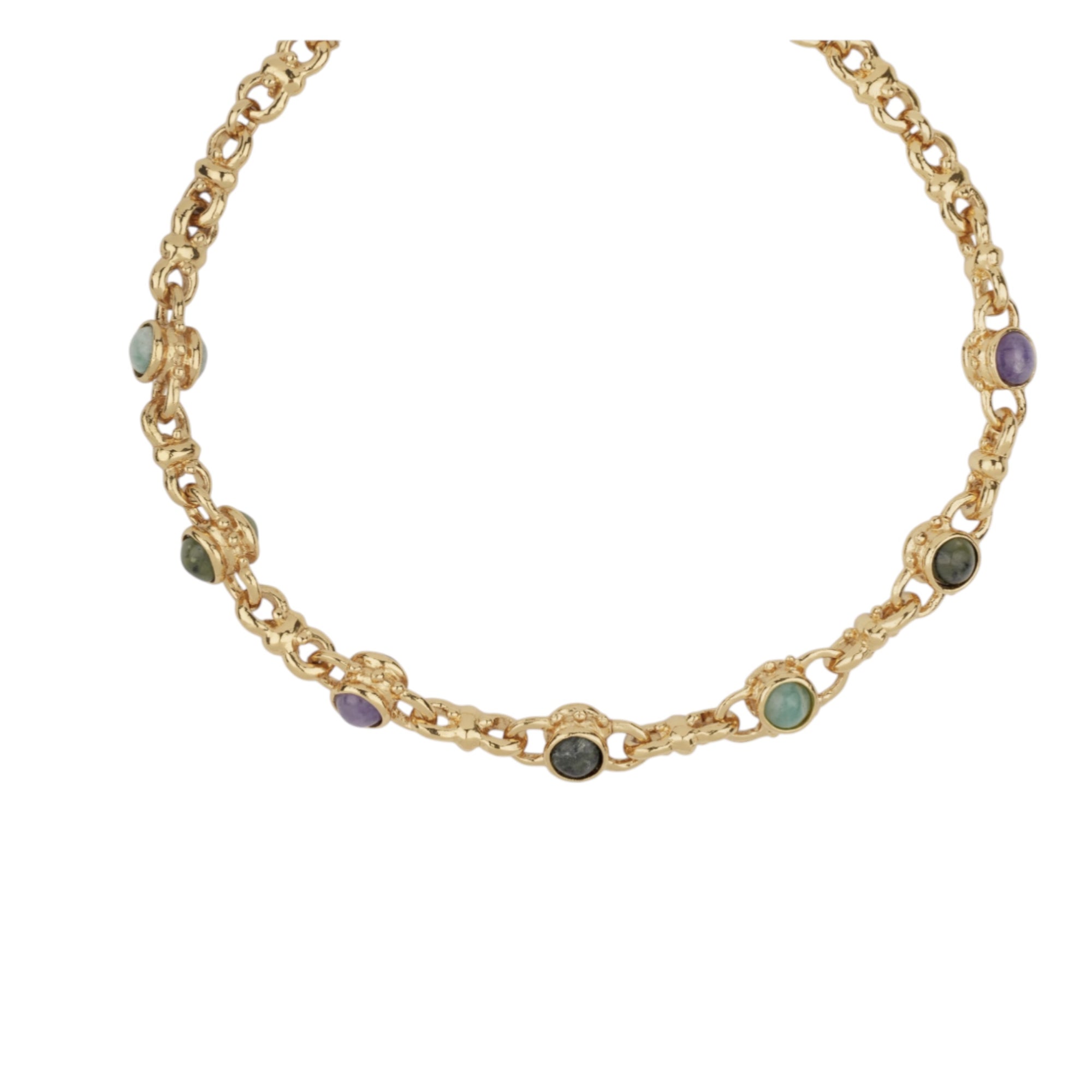 GAS BIJOUX - COLLIER AMARANTE doré à l'or fin - AMETHYSTE ET JASPE