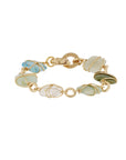 GAS BIJOUX - BRACELET RAINBOW SQUARE multi petit modèle doré à l'or fin : Turquoise, Vésonite, Amazonite et cristal