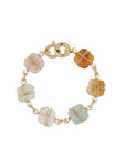 GAS BIJOUX - BRACELET RAINBOW SQUARE MULTI petit modèle doré - Cornaline, Cristal et Amazonite