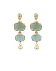 GAS BIJOUX - BOUCLES D'OREILLES SILENE petit modèle dorées - Serpentine et Amazonite
