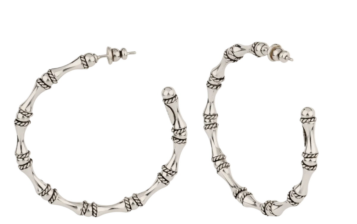 GAS BIJOUX - BOUCLES D'OREILLES CREOLES BAMBOU ARGENTÉES