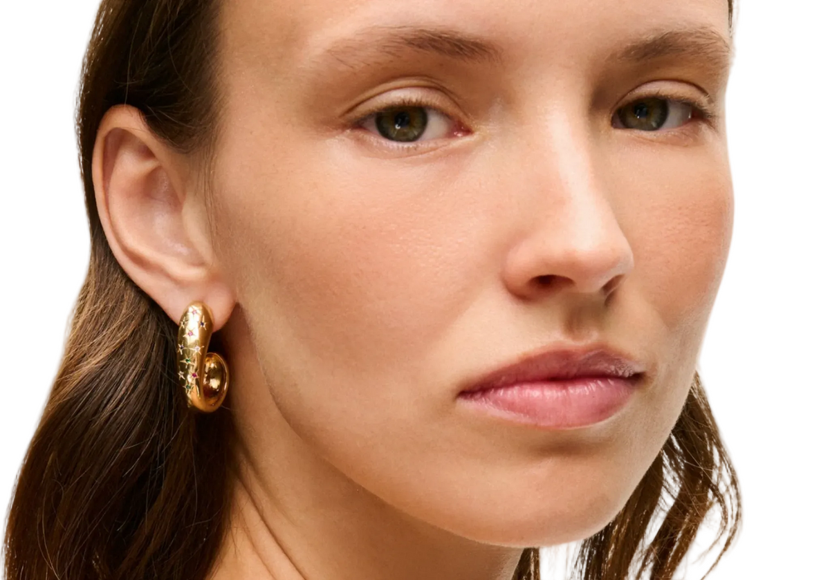 GAS BIJOUX - BOUCLES D'OREILLES SAINT GERMAIN DORÉES COMETE STRASS BLANCS