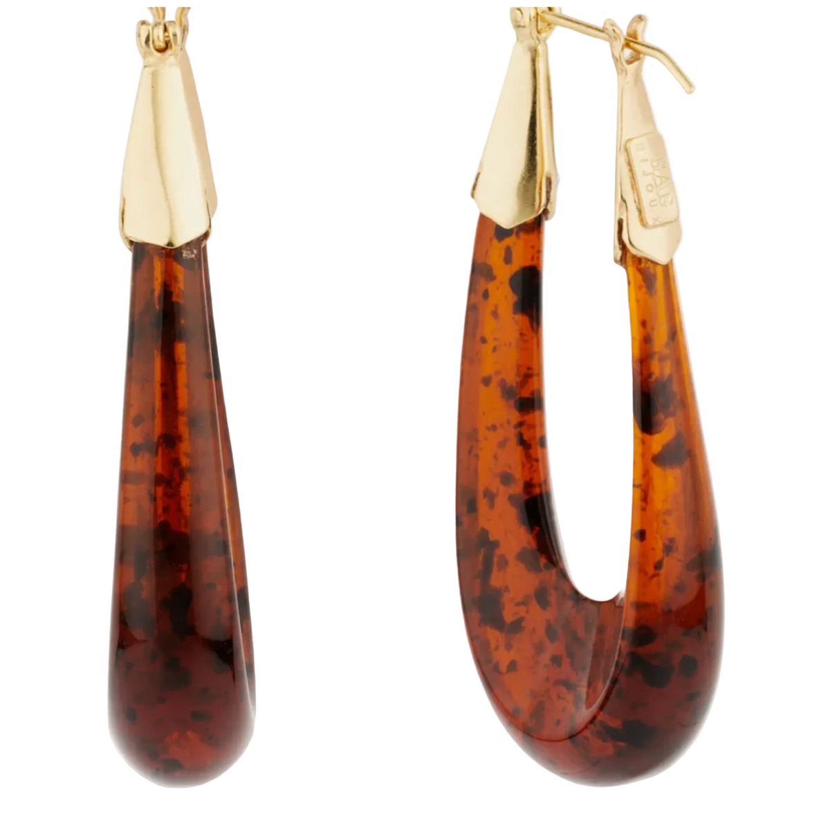 GAS BIJOUX - BOUCLES D'OREILLES ECUME - ACÉTATE ÉCAILLE - MÉTAL DORÉ - GRAND MODELE