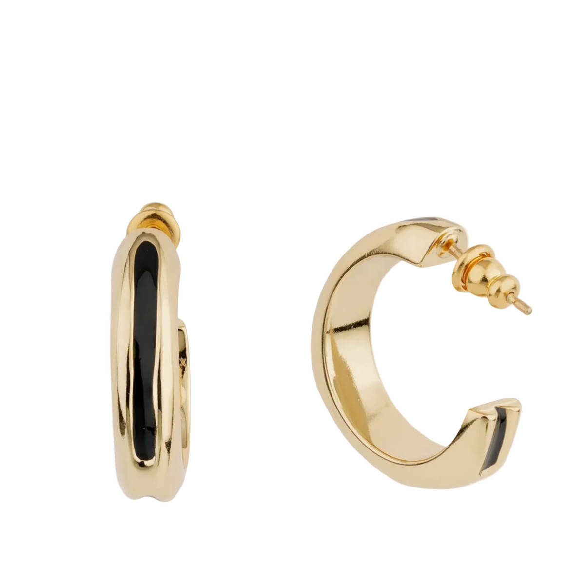 GAS BIJOUX - BOUCLES D'OREILLES SUERTE ÉMAIL NOIR - MÉTAL DORÉ