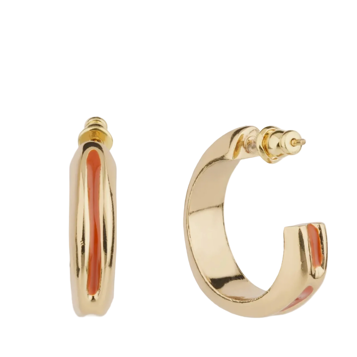 GAS BIJOUX - BOUCLES D'OREILLES CREOLES SUERTE ÉMAIL TERRACOTA - MÉTAL DORÉ