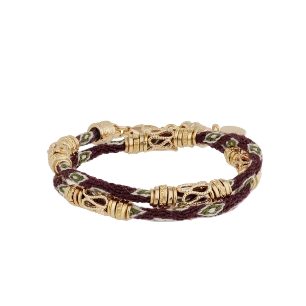 GAS BIJOUX - BRACELET LIMA DOUBLE - BORDEAUX - MÉTAL DORÉ